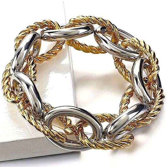 Chain Link Gold Silver Luxury Bracelet - Picture 1 of 3